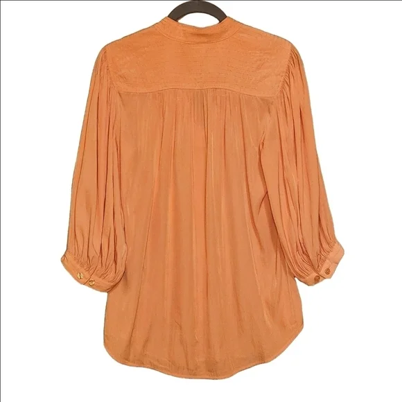 CHICO'S TEXTURED STITCHED V-NECK BALLOON SLEEVE BLOUSE EUC SIZE XS SMALL 0 - Picture 5 of 10